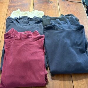 Eddie Bauer Long Sleeve L Tall Black, Navy, Burgundy, Cream Mockneck, Turtleneck